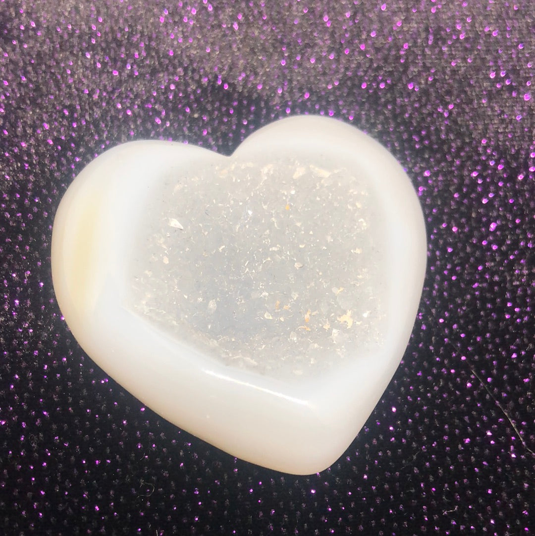 Agate heart druzy