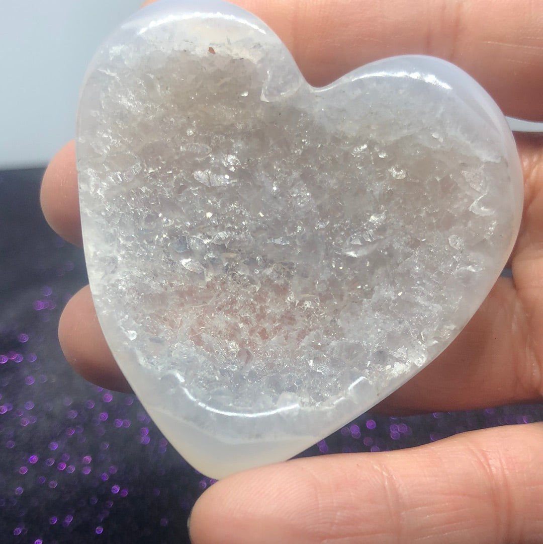 Agate heart druzy