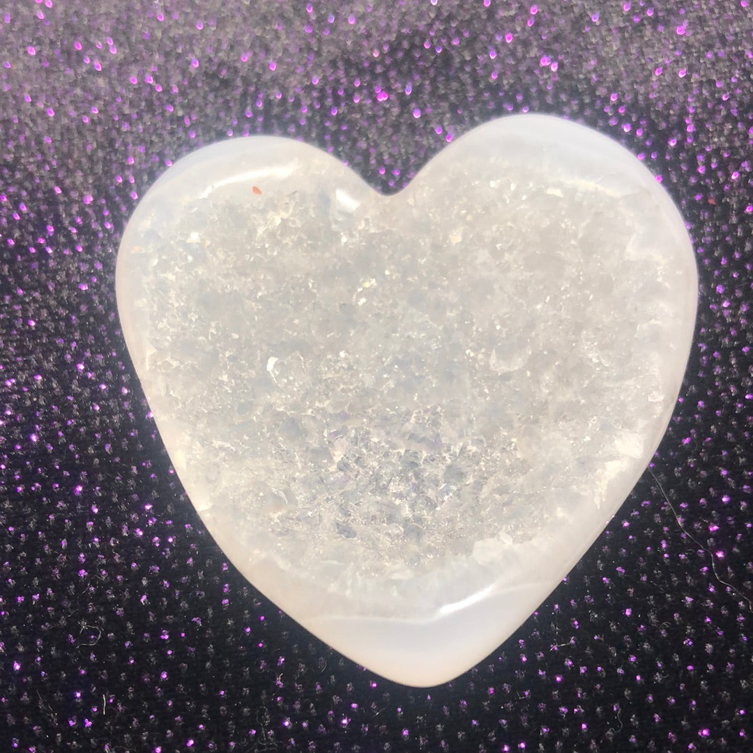 Agate heart druzy