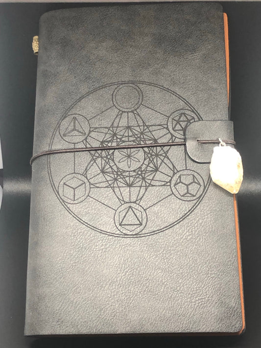 Book of light work with sacred geometry and quartz crystal. Be the author of your own life and write all your intentions  and watch them manifest with this beautiful piece.