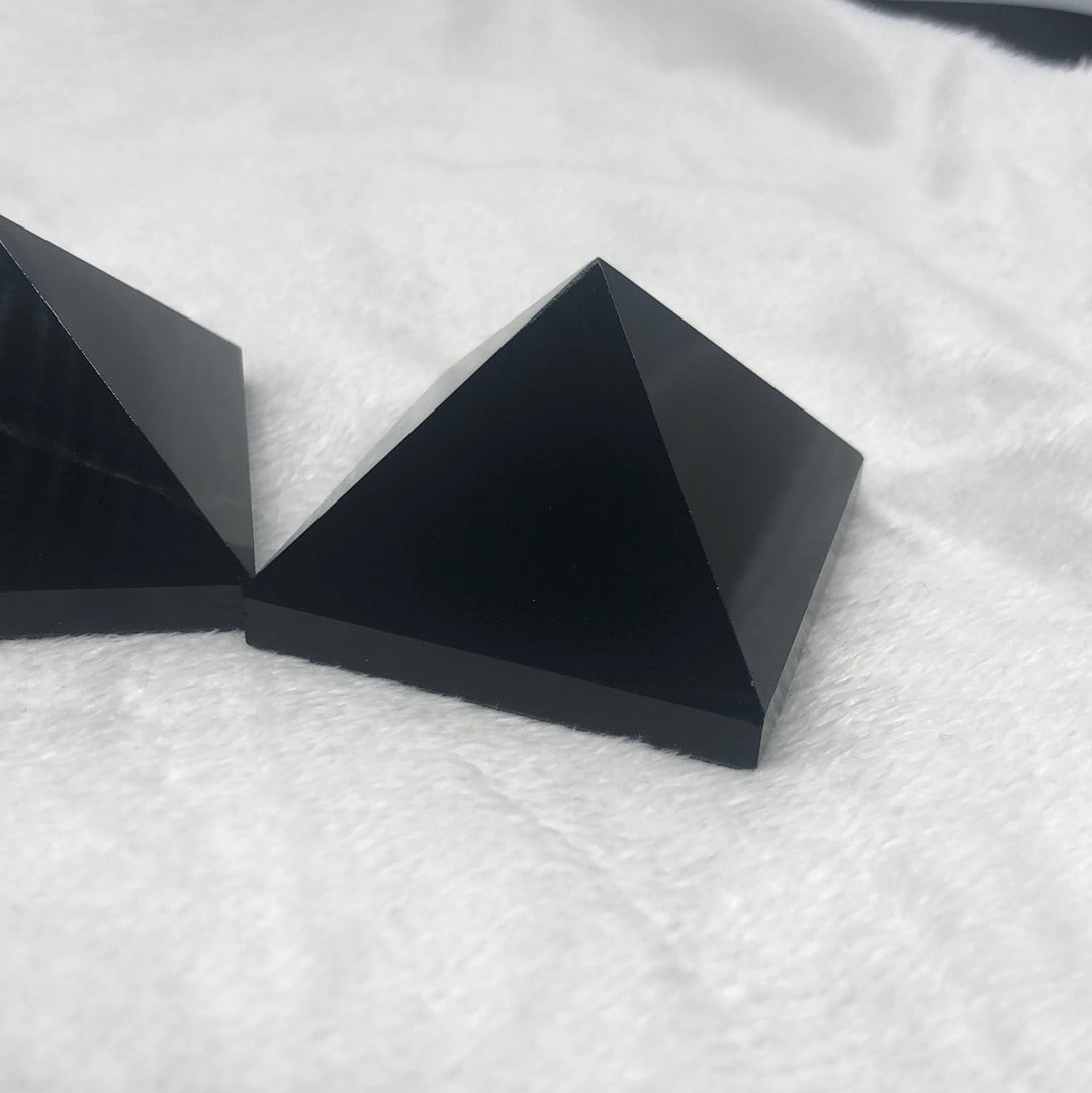 Black obsidian pyramid